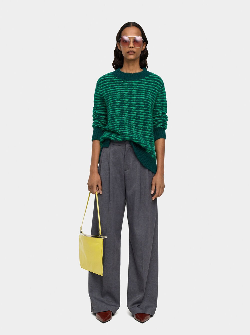 Knit sweater with stripes