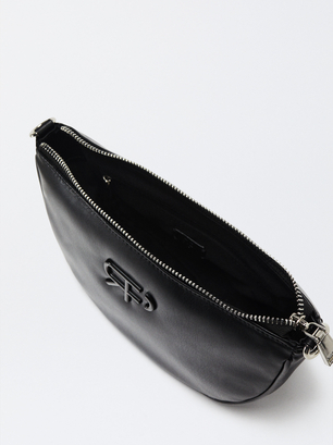 Crossbody Bag With Detachable Pendant, Black, hi-res
