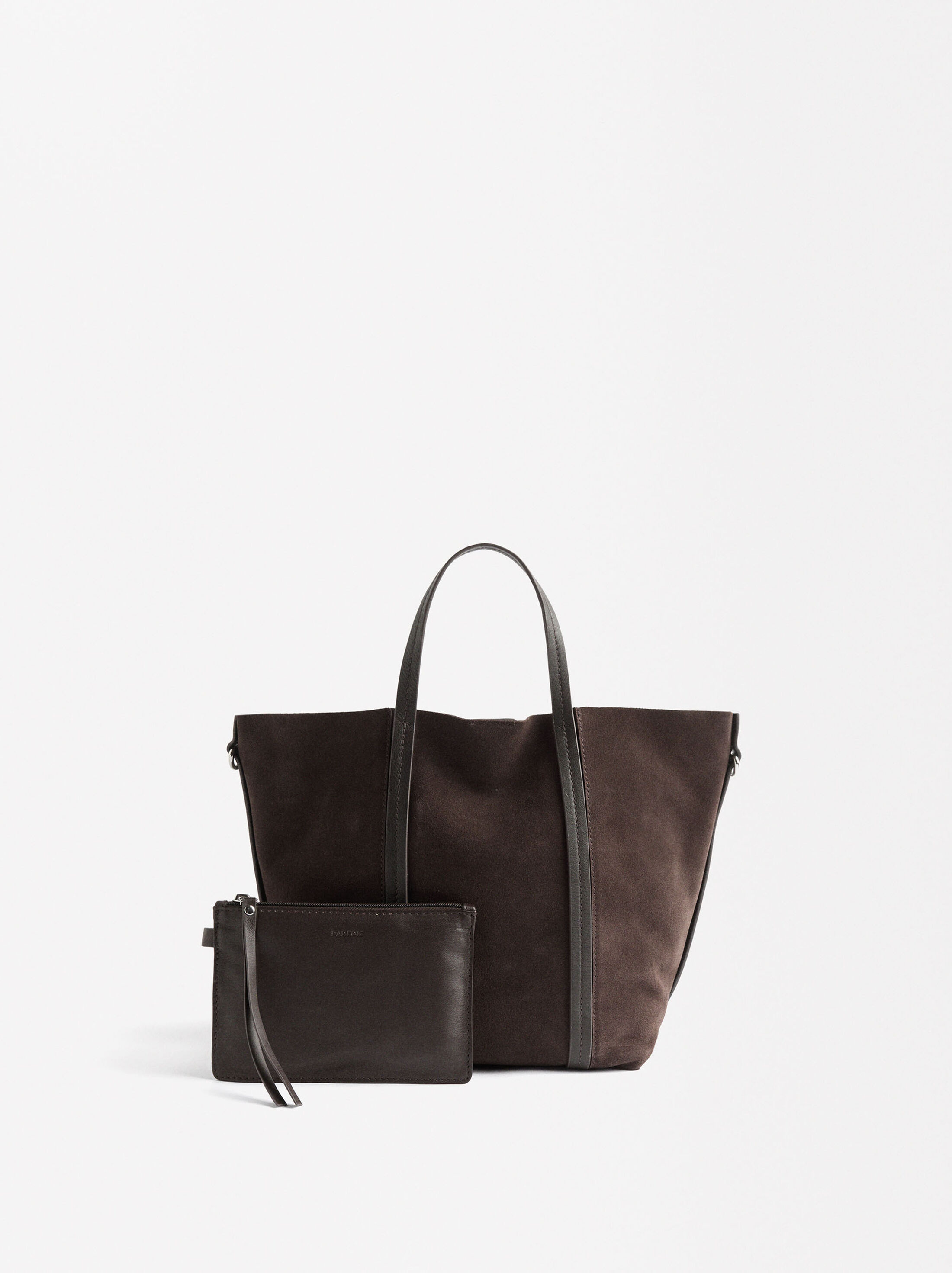Leather tote bag with removable pouch image number 2.0