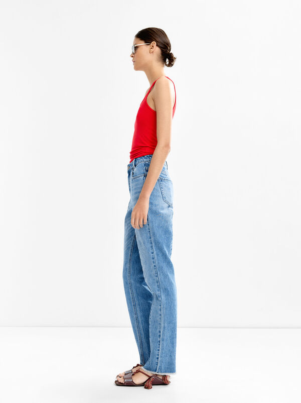 Washed effect denim trousers