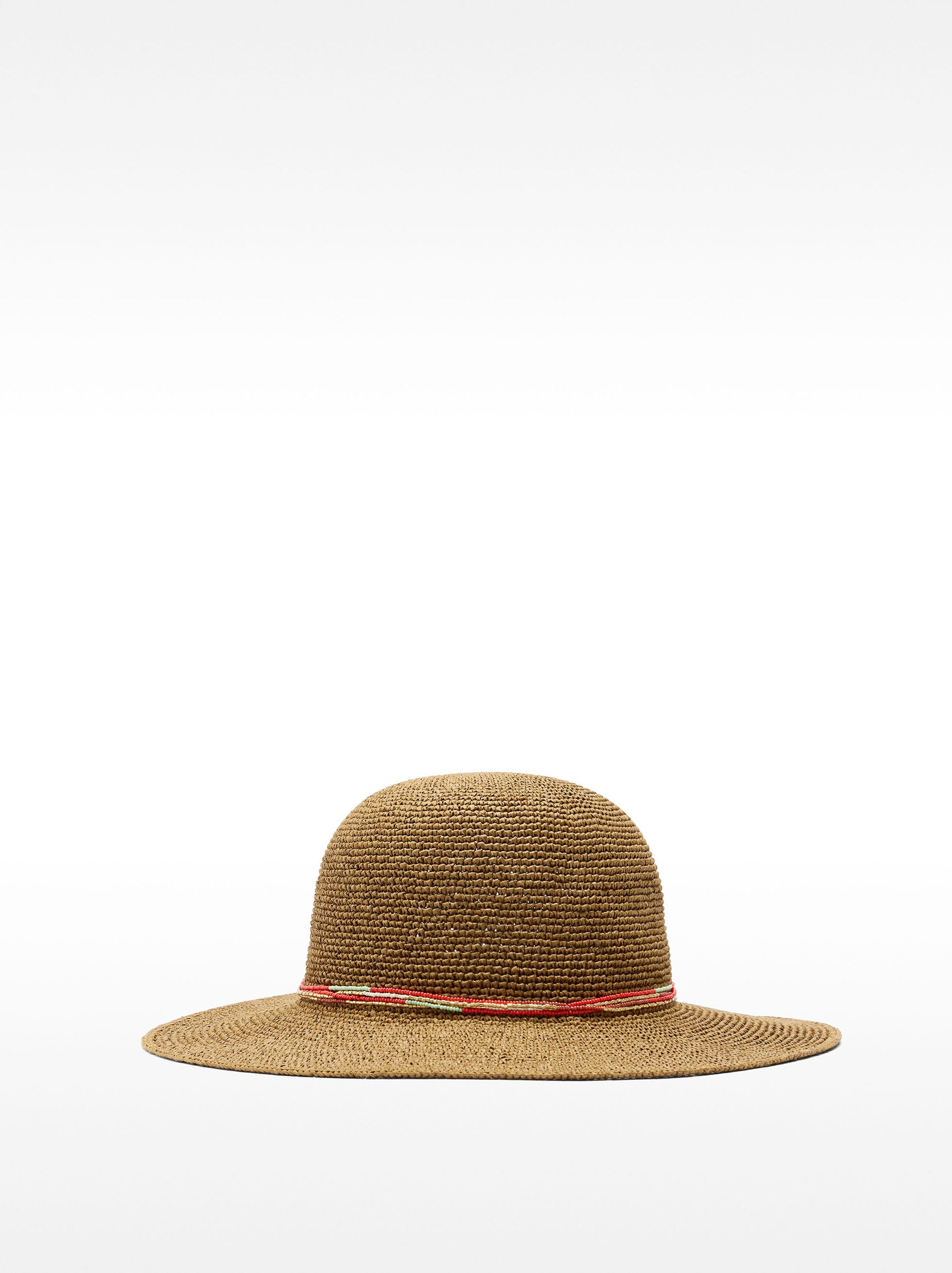 Raffia effect hat with tie straps image number 0.0