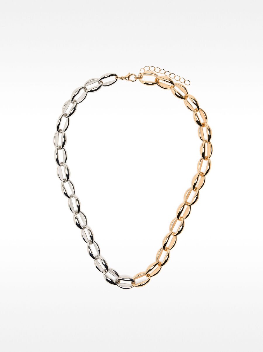 Bicolor necklace + earrings + rings set