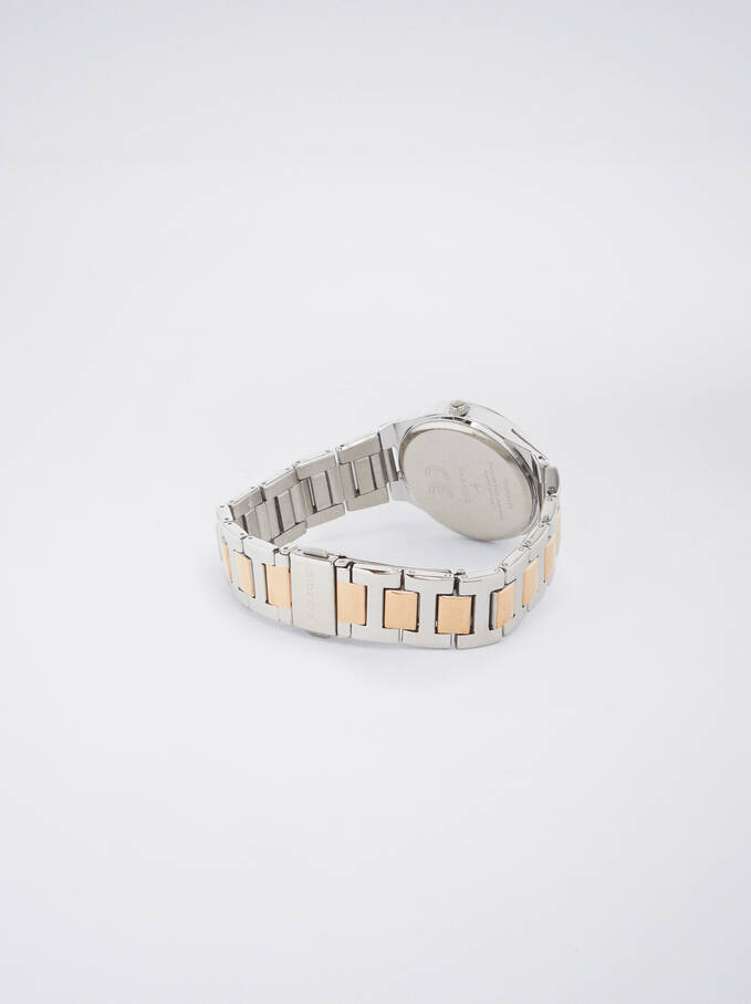 Watch With Two-Toned Steel Strap, Multicolor, hi-res
