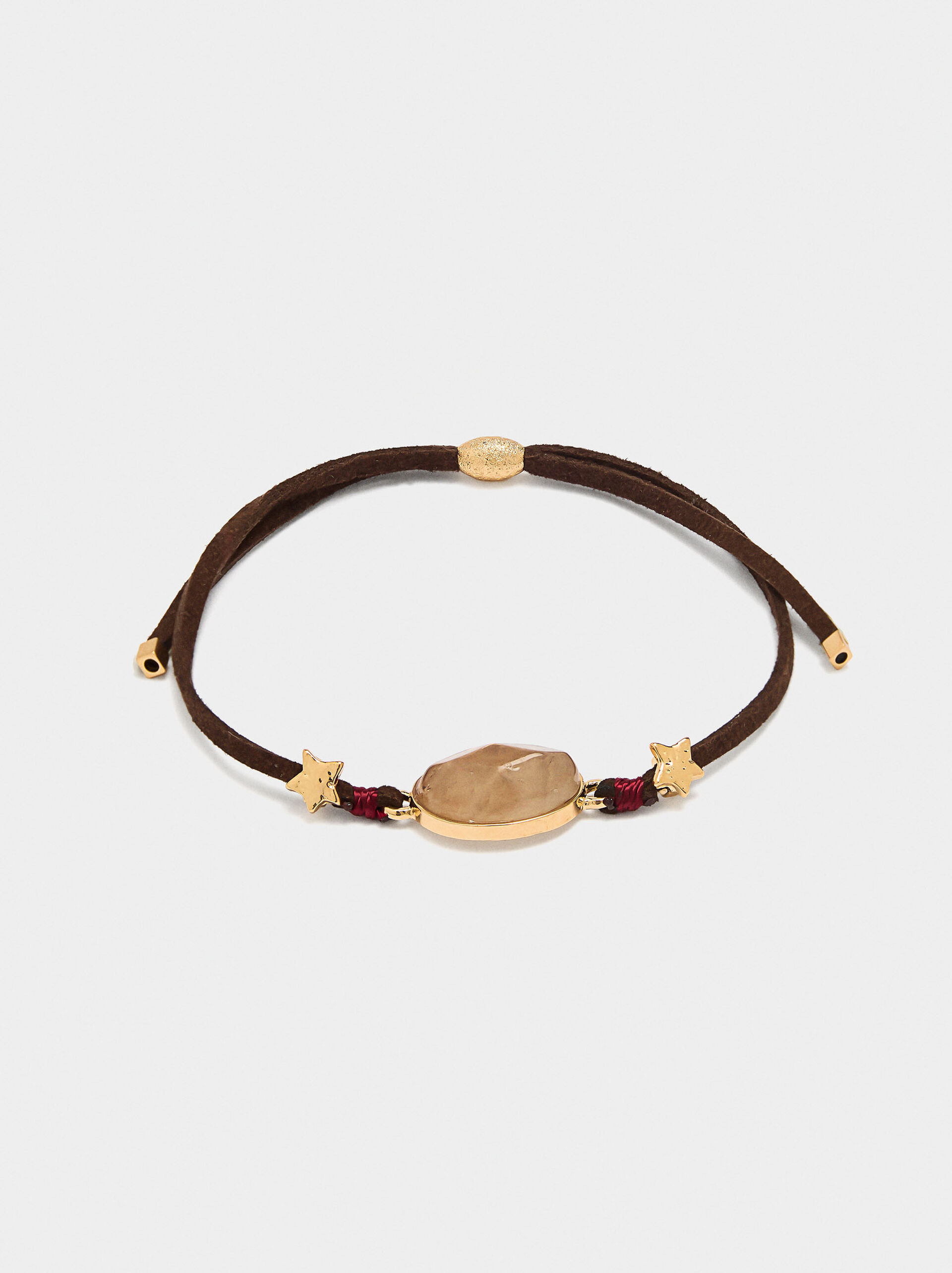 Adjustable leather bracelet with stone image number 0.0