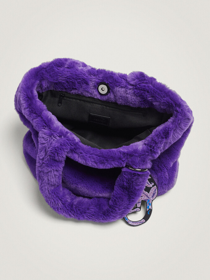 Fur Shoulder Bag, Purple, hi-res