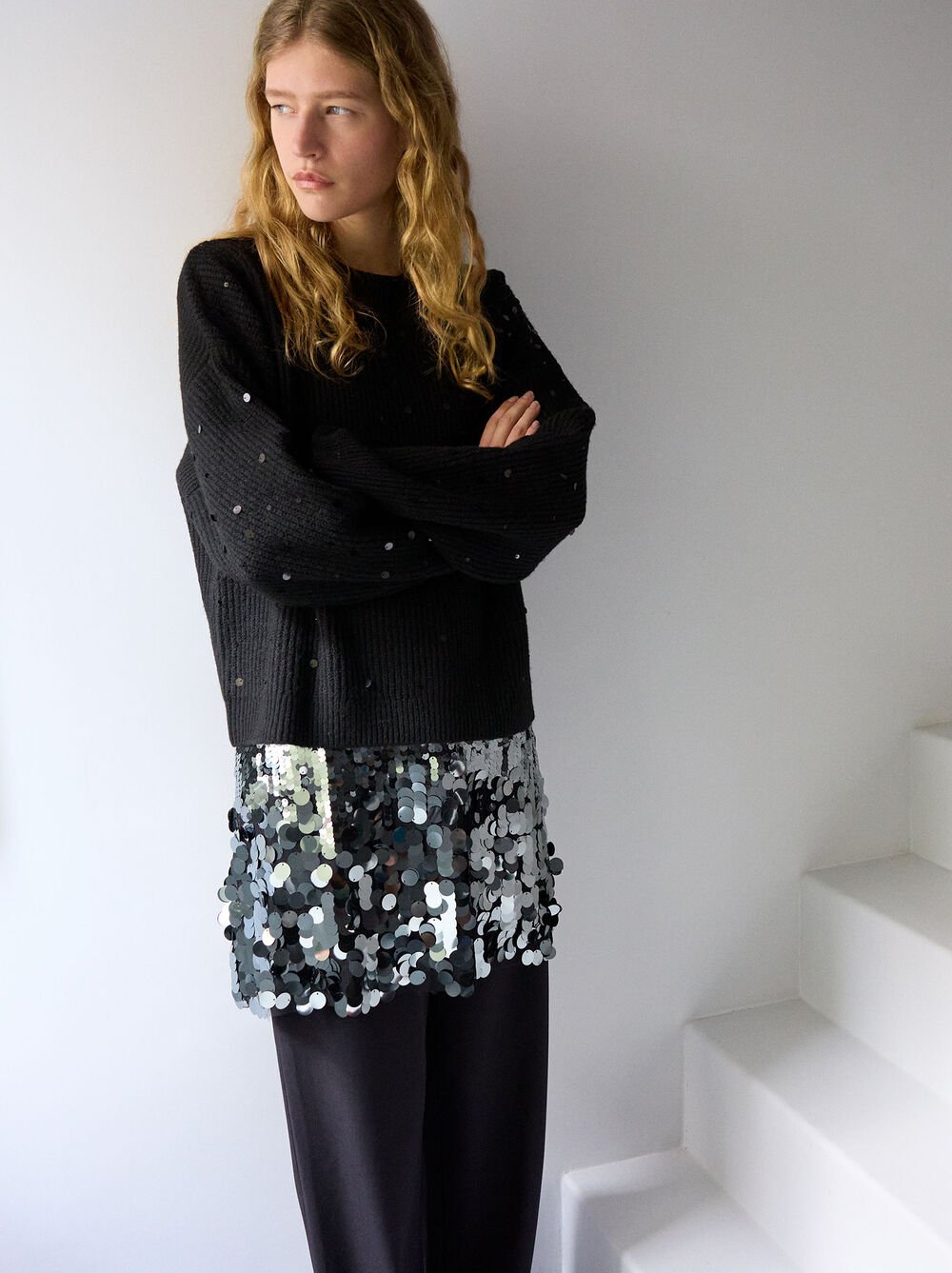 Strickpullover mit Pailletten