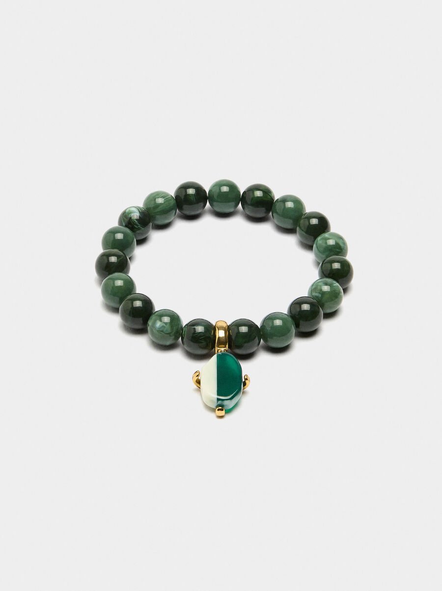 Elastic bracelet with stone-effect beads