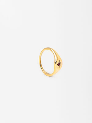 Star Signet Ring - Stainless Steel image number 1.0