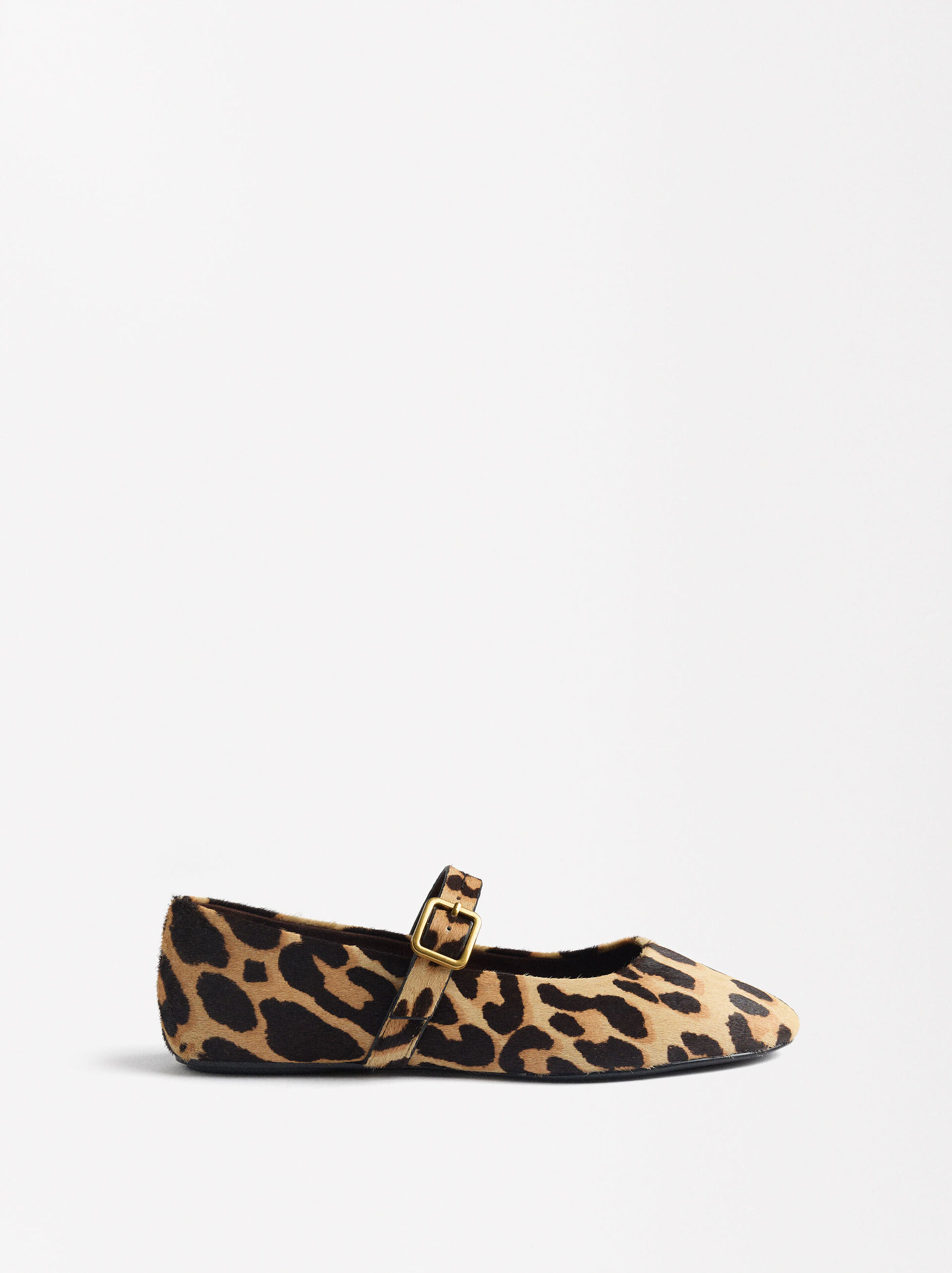 Leather ballerinas with leopard print image number 2.0
