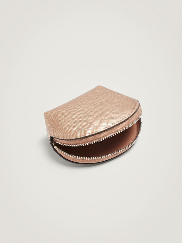 Coin Purse With Zip Fastening, Rose Gold, hi-res