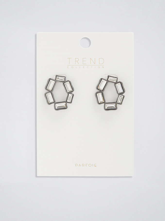 Earrings With Crystals, Black, hi-res