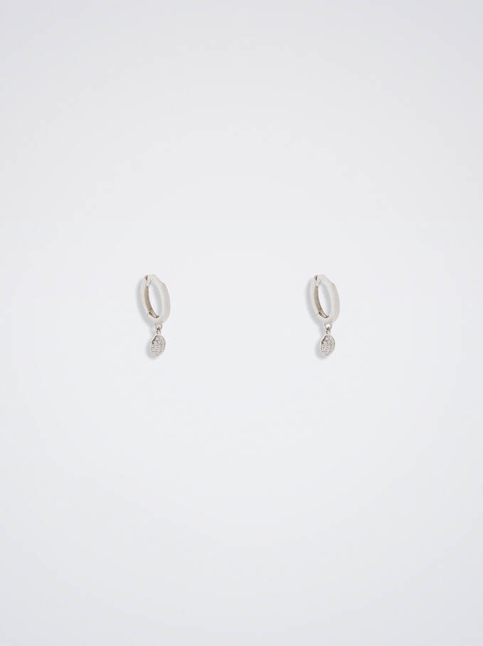 Aros De Plata 925 Con Circonitas, Plateado, hi-res