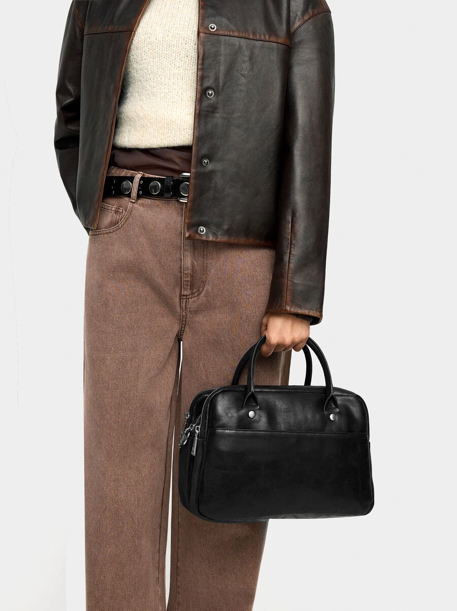 Bolso bowling efecto craquelado