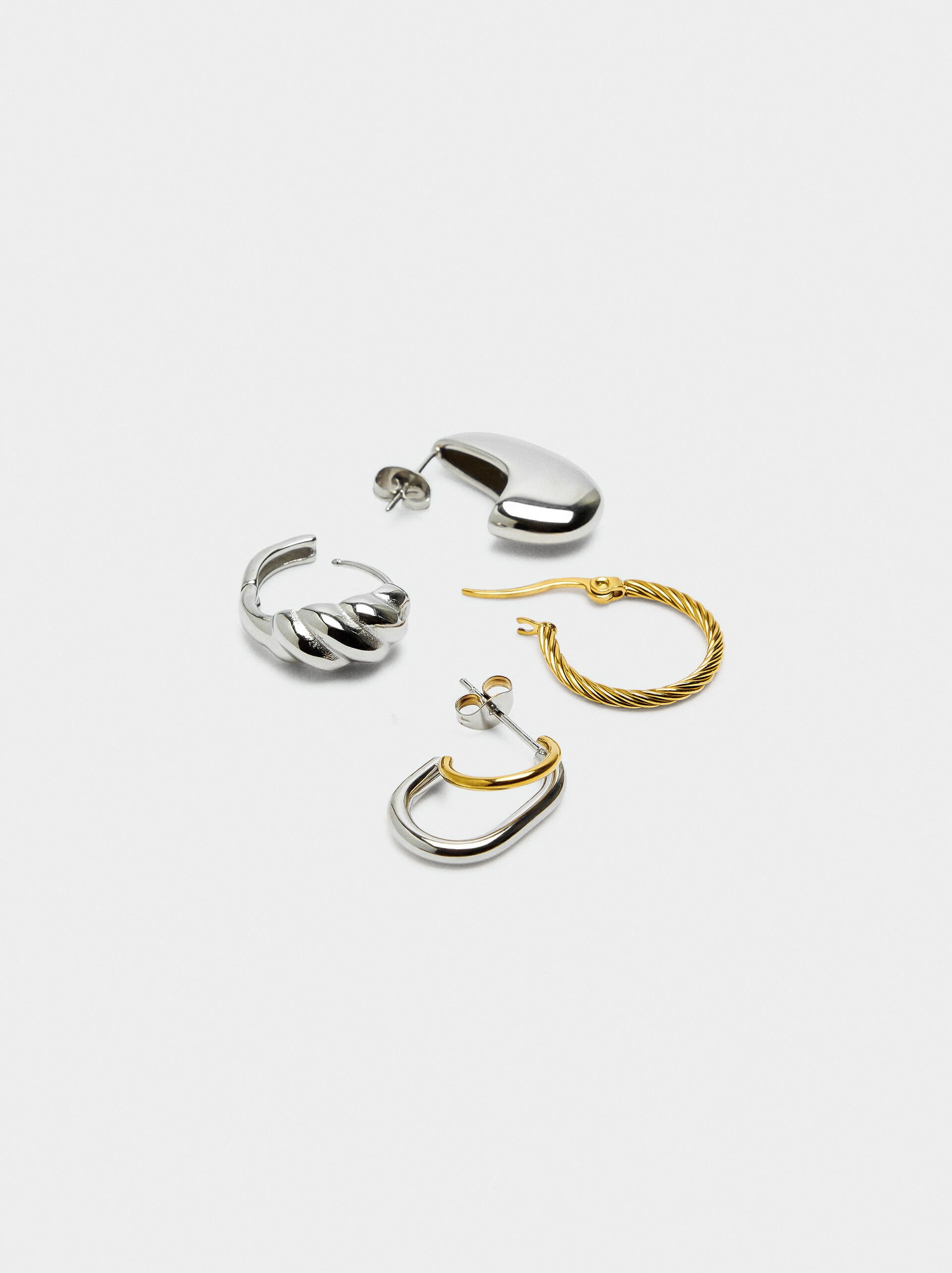 Bicolor hoop earrings set – stainless steel image number 2.0