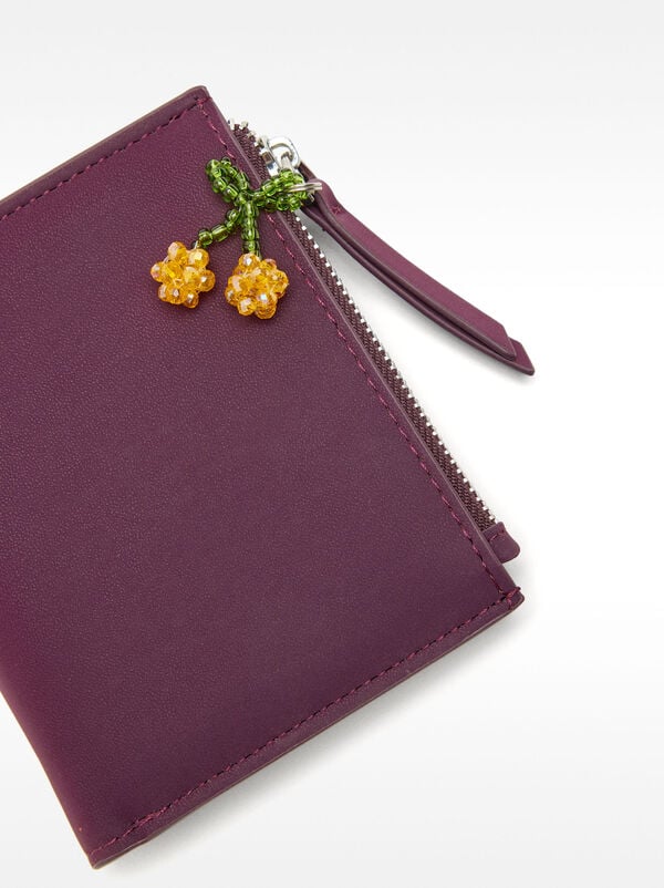 Soft texture wallet with floral charm