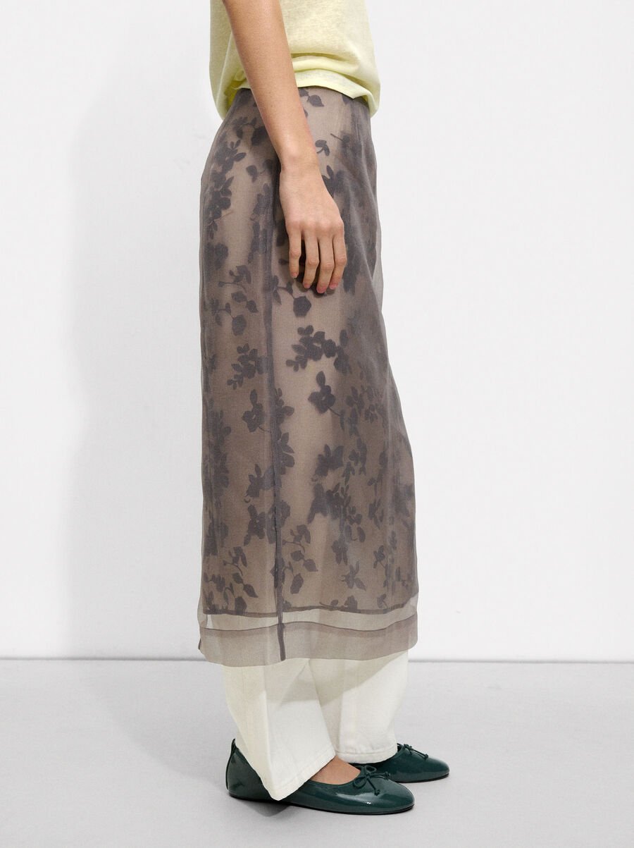 Printed semi-transparent skirt