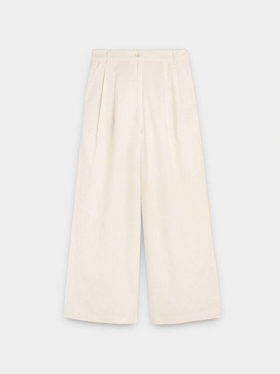 Linen-blend trousers