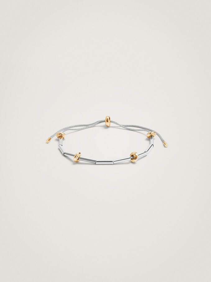 Adjustable Silver Bracelet With Beads, Silver, hi-res