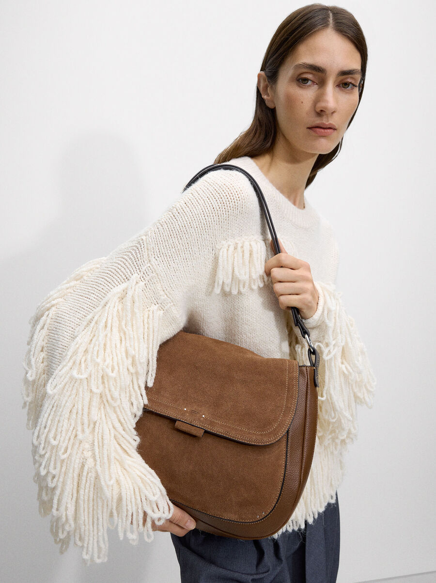 Schultertasche mit Leder