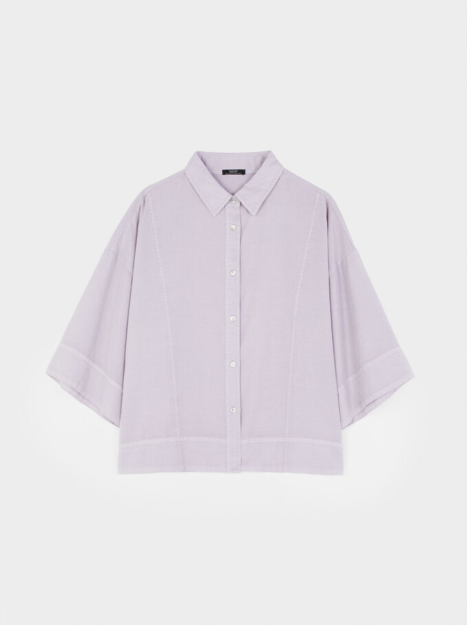 100% Lyocell Short Sleeve Shirt, Violet, hi-res