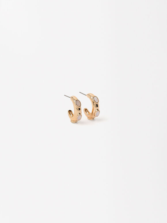 Small Shell Hoops, White, hi-res
