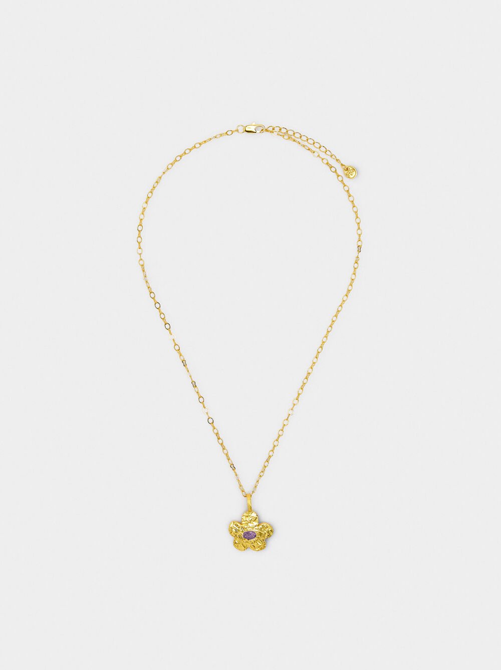 Flower pendant necklace with stone - 18k gold swim