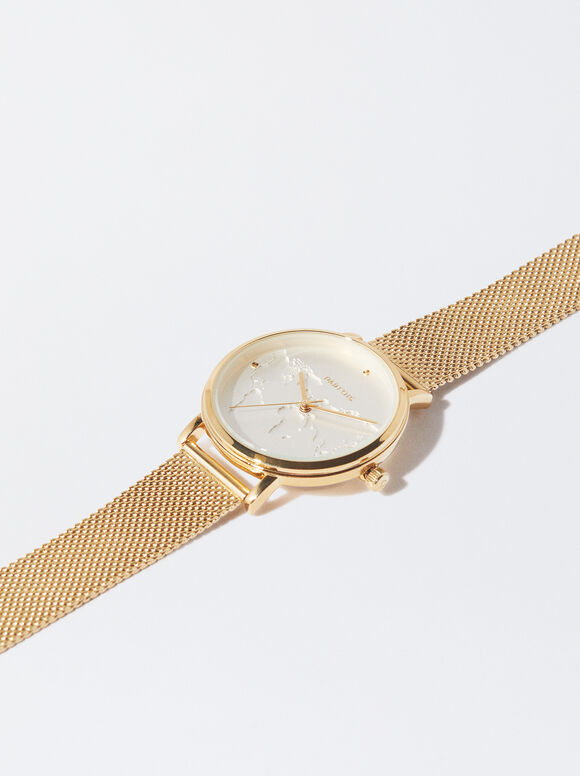 Uhr Mit Stahlarmband, Golden, hi-res