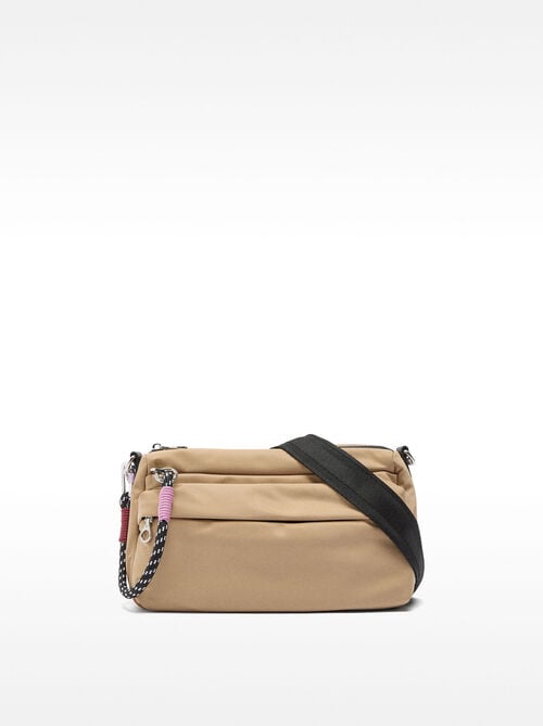 Borsa a tracolla in nylon con tasca esterna