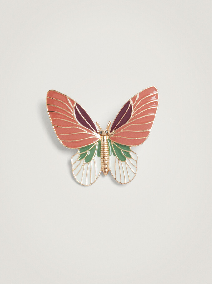 Broche Avec Papillon, Multicolore, hi-res
