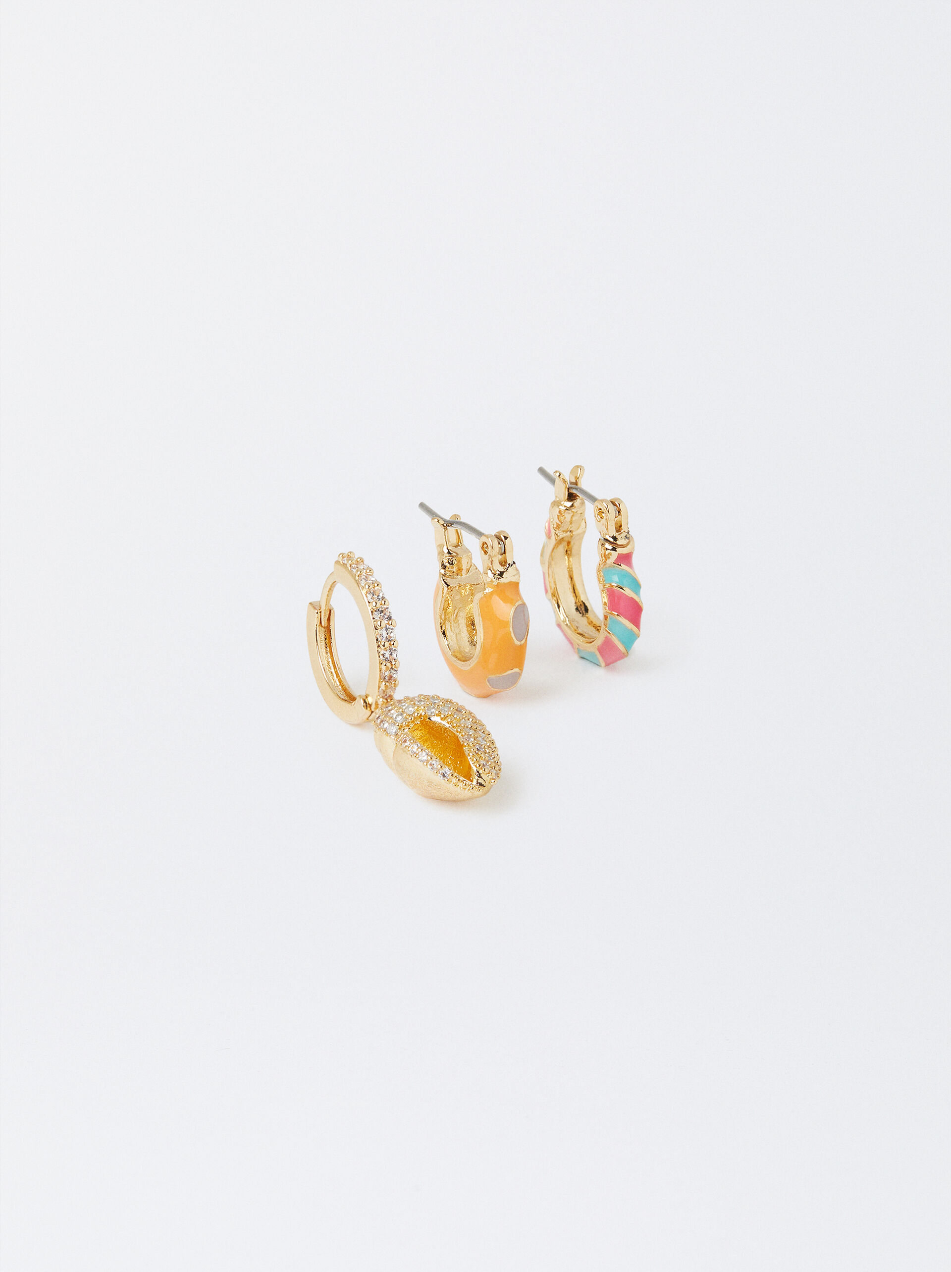 Set Of Hoop Earrings With Enamel image number 0.0