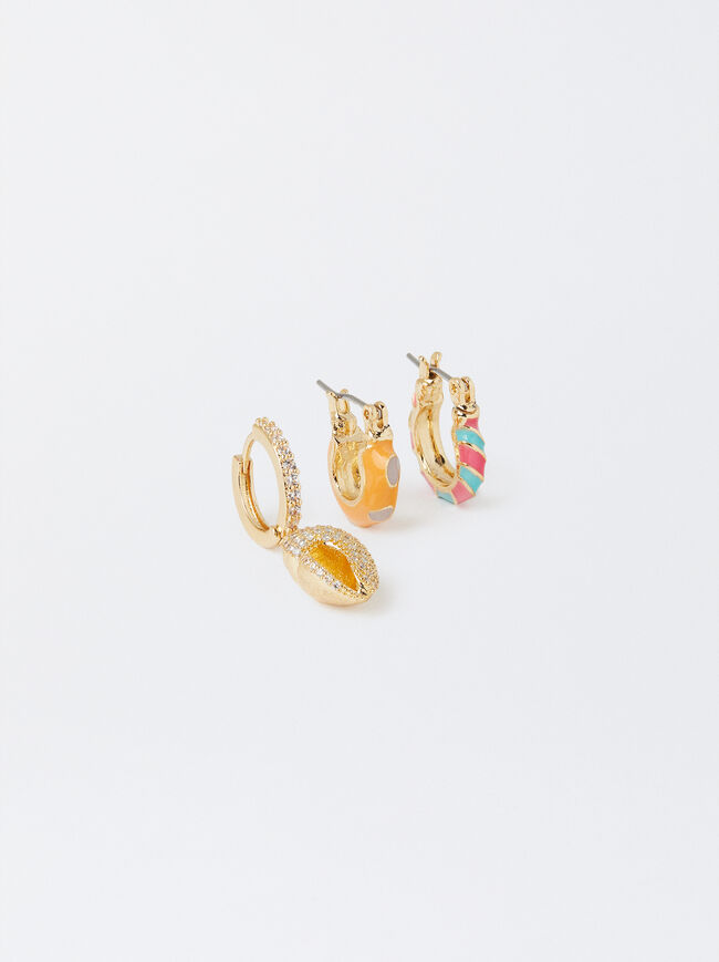 Set Of Hoop Earrings With Enamel image number 0.0