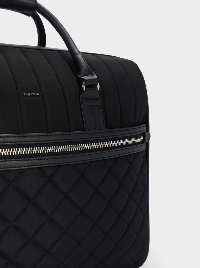 Quilted Nylon Trolley, Black, hi-res