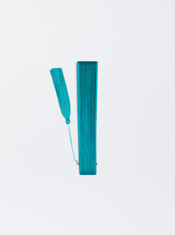 Bamboo Perforated Fan, Blue, hi-res