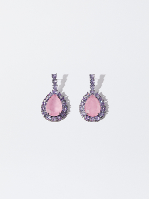 Earrings With Stone And Zirconia, Multicolor, hi-res