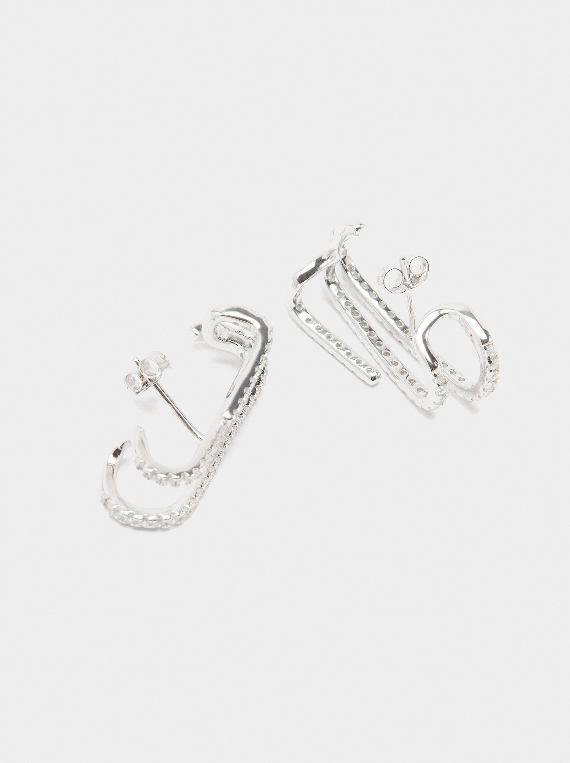 Triple effect earrings with cubic zirconia - 925 sterling silver image number 3.0