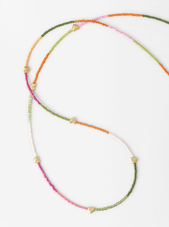 Collier Long En Perles En Forme De Cœur, Multicolore, hi-res