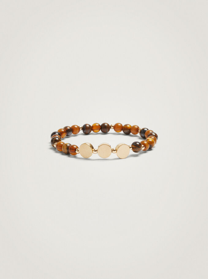 Elastic Bracelet With Stones, Brown, hi-res