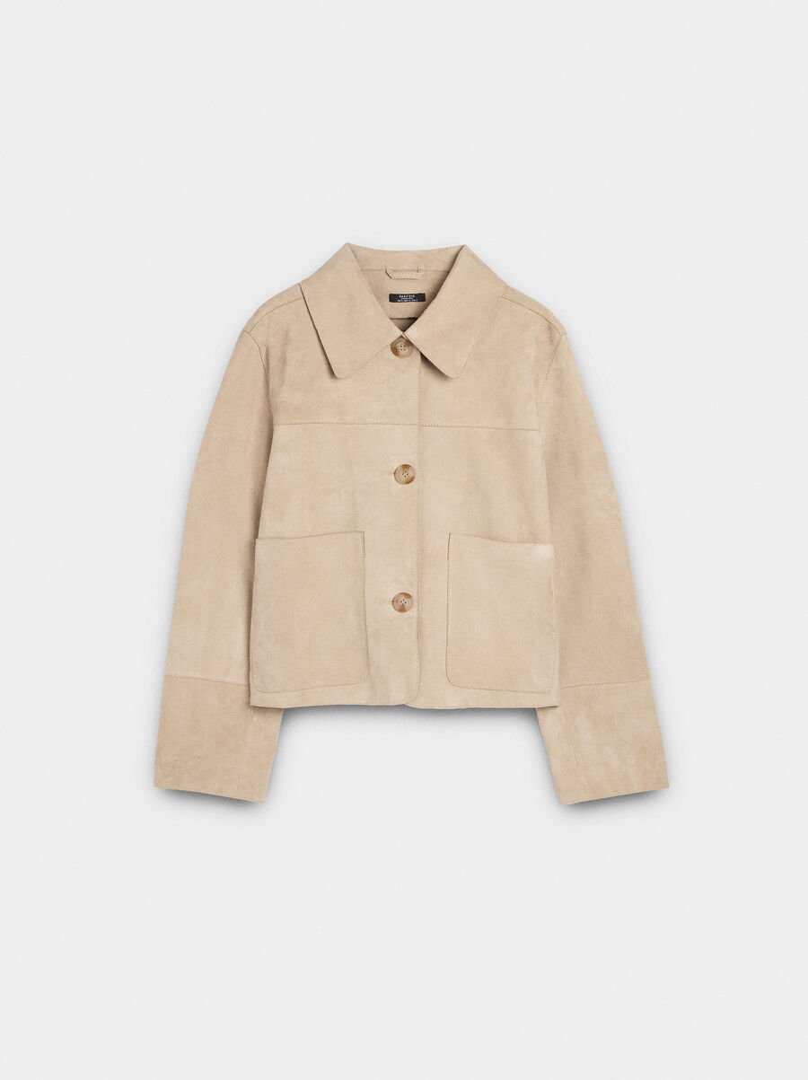 Leather jacket with buttons