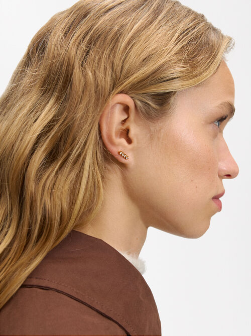 Pendientes cortos con cristales - acero inoxidable