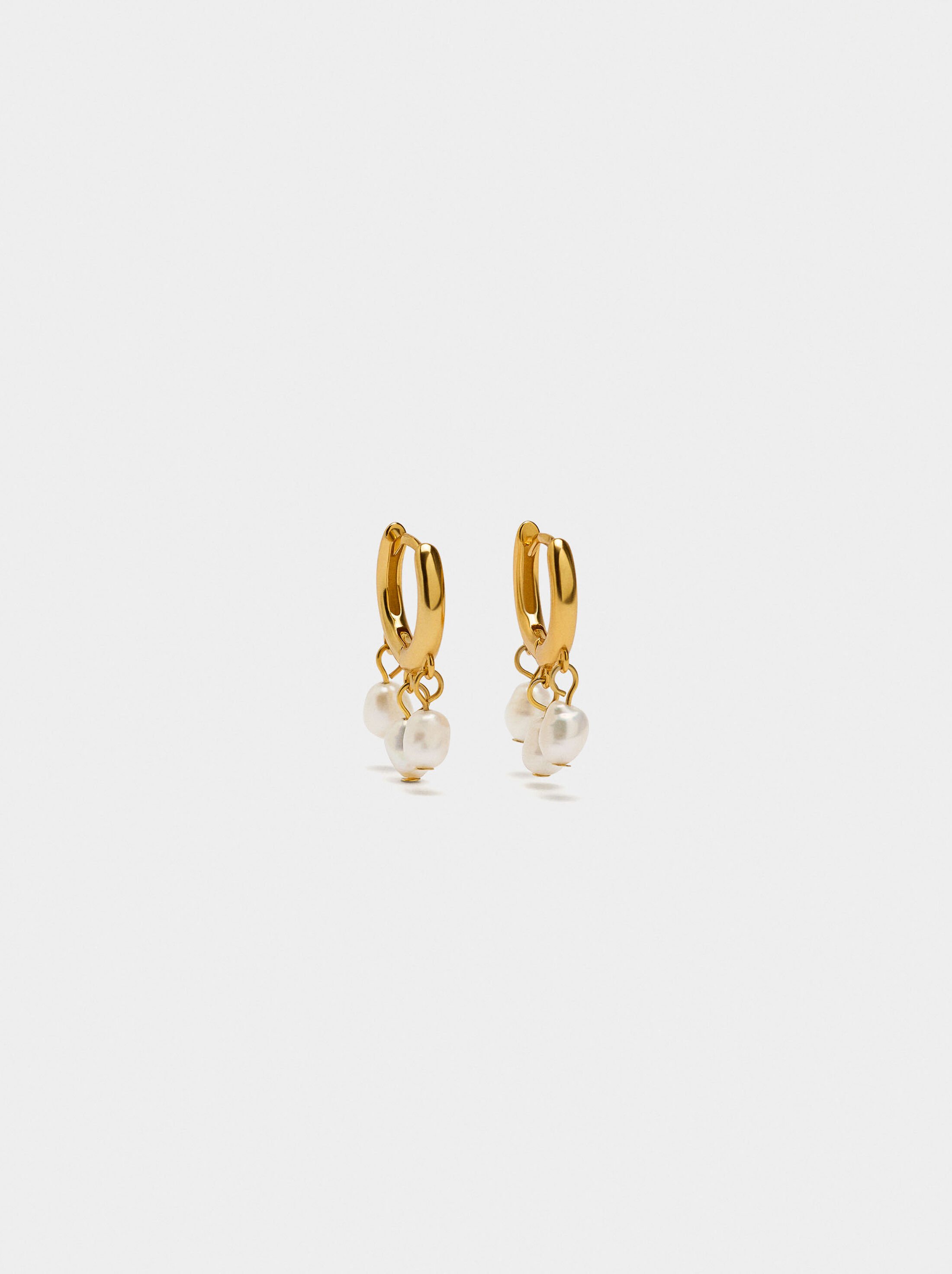 Hoop earrings with pearls - 925 sterling silver image number 0.0