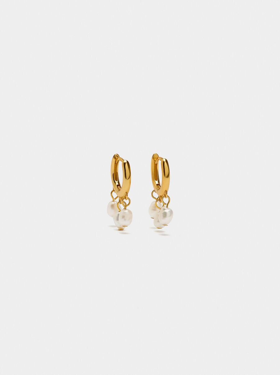 Hoop earrings with pearls - 925 sterling silver