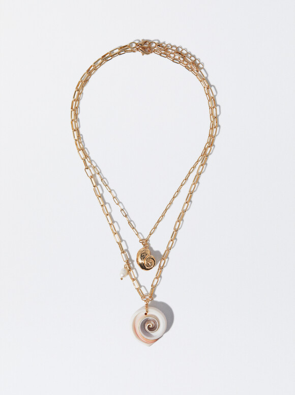 Necklace With Freshwater Pearl, Golden, hi-res
