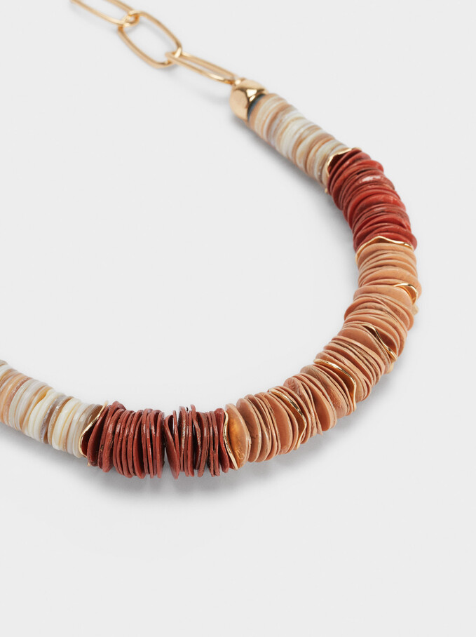 Short Necklace With Shell, Multicolor, hi-res