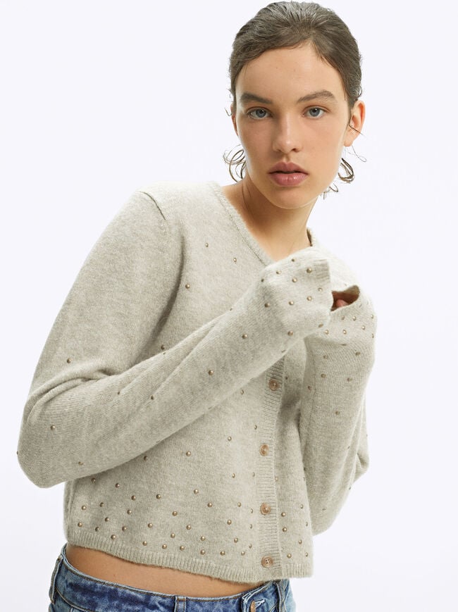Knitted Cardigan With Applications image number 1.0