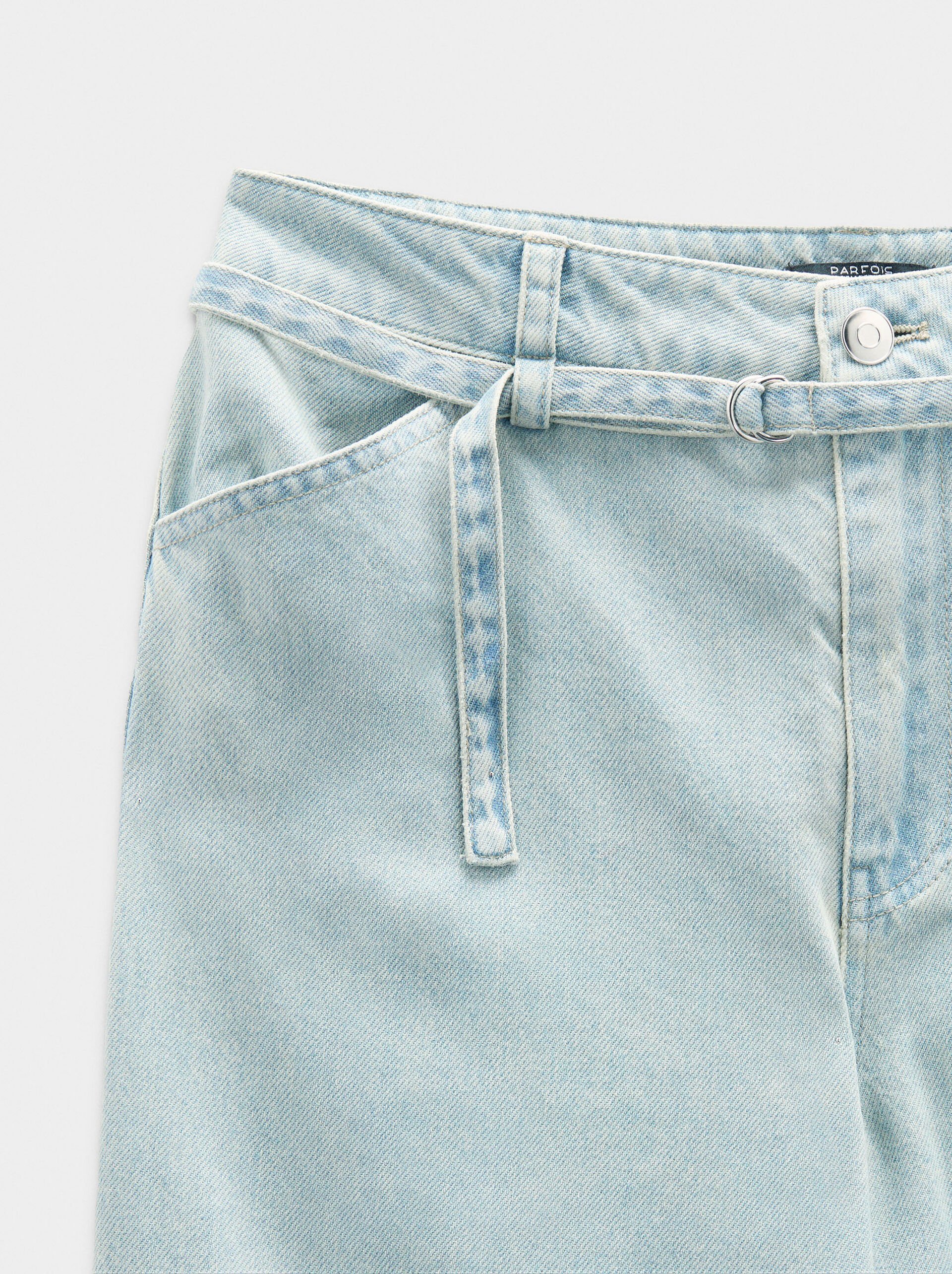 Straight denim trousers with belt image number 5.0