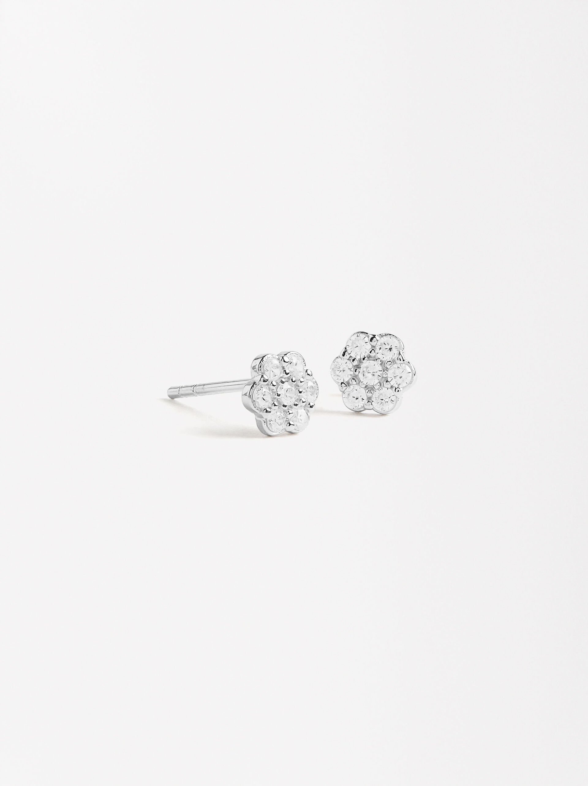Blumenohrringe mit Zirkonien - 925er Sterlingsilber image number 2.0