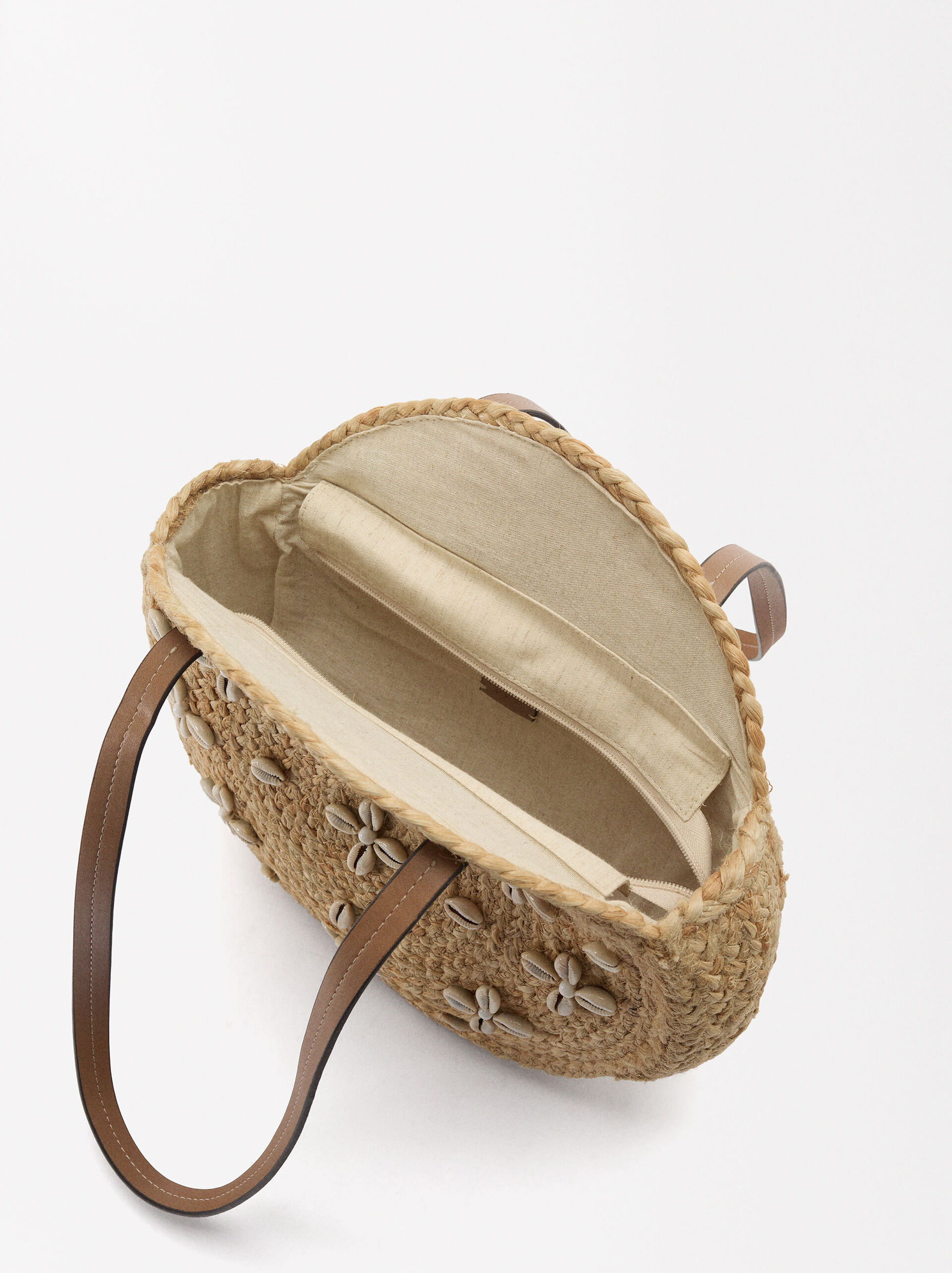 Straw-Effect Handbag With Shell image number 4.0
