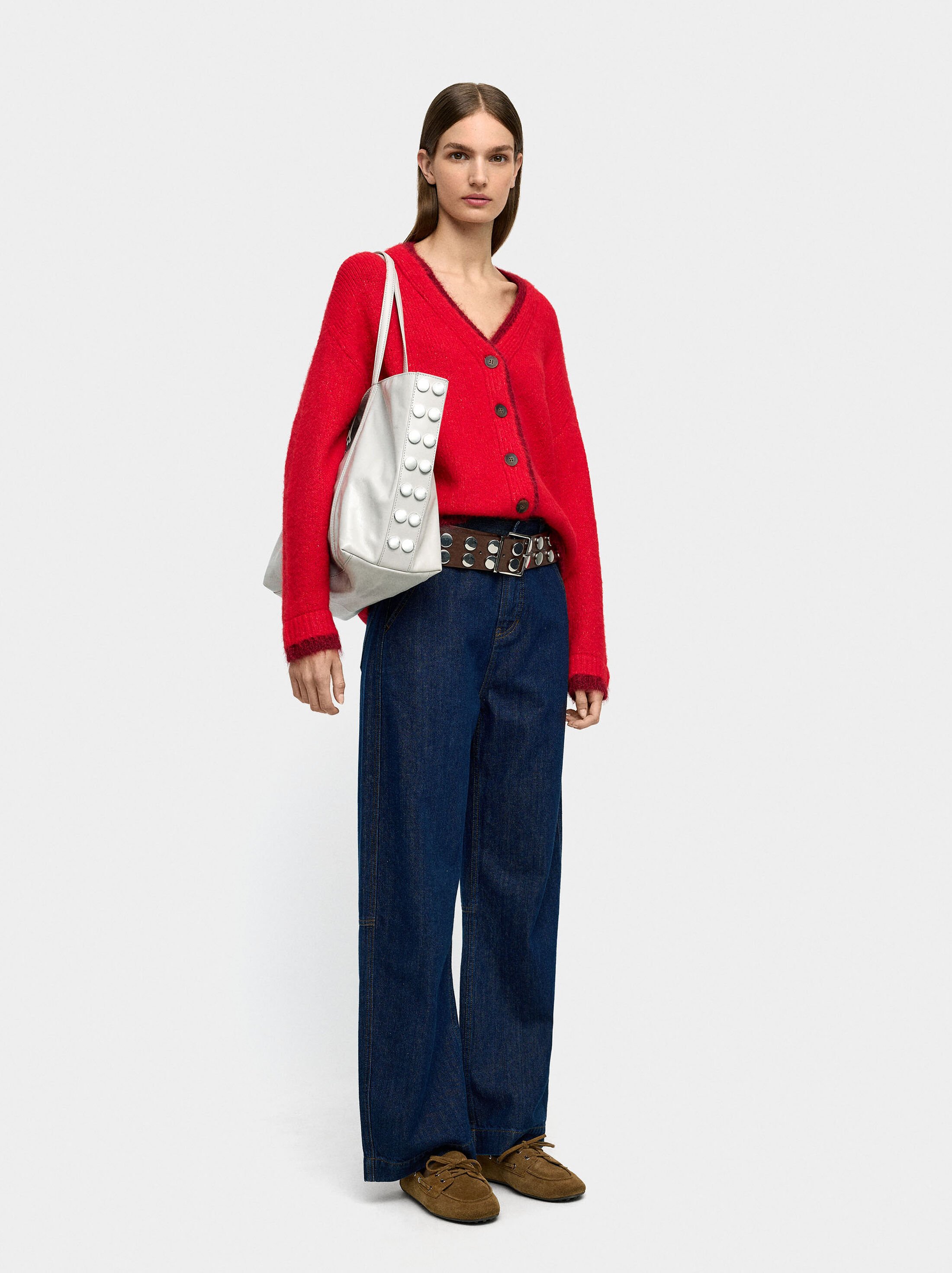 Knit cardigan with contrast edges image number 0.0