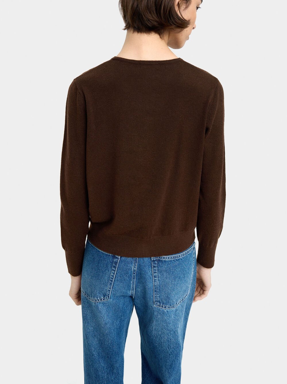 Knit mesh cardigan with heart buttons