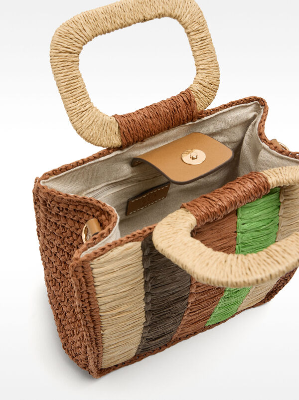 Sac tote multicolore avec effet paille